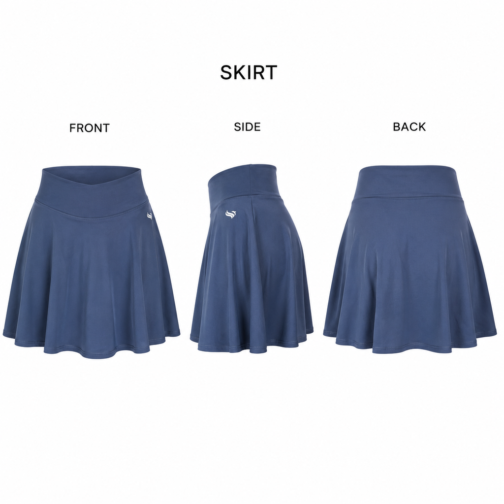 Blue Gray Skirt Set