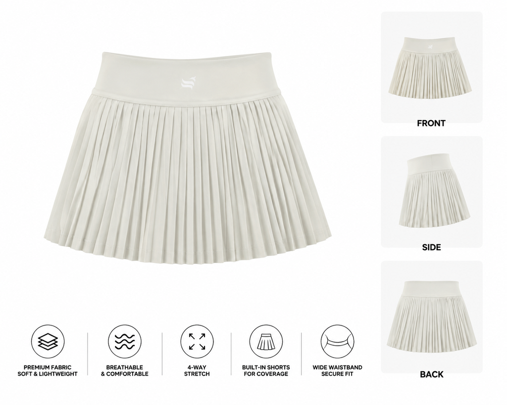 Ace Pleated Court Set Bone
