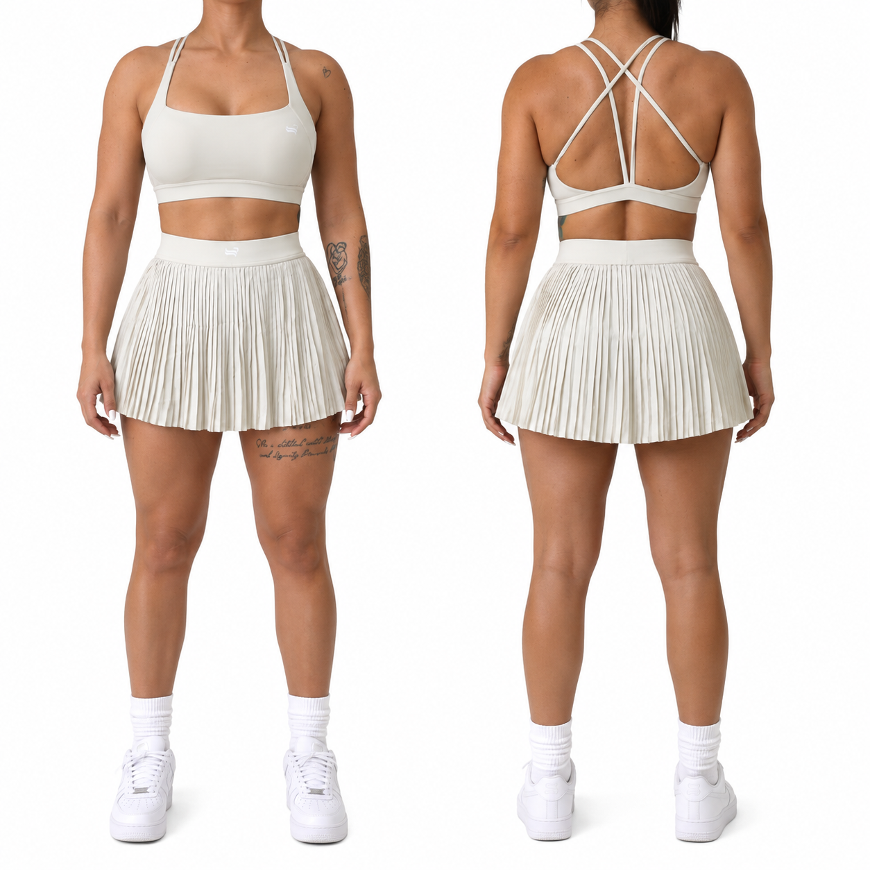 Ace Pleated Court Set Bone