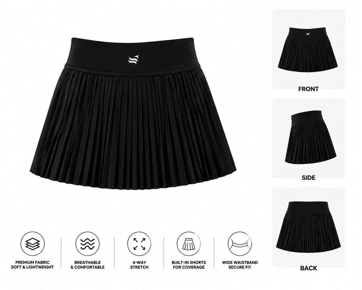 Ace Pleated Court Set Black