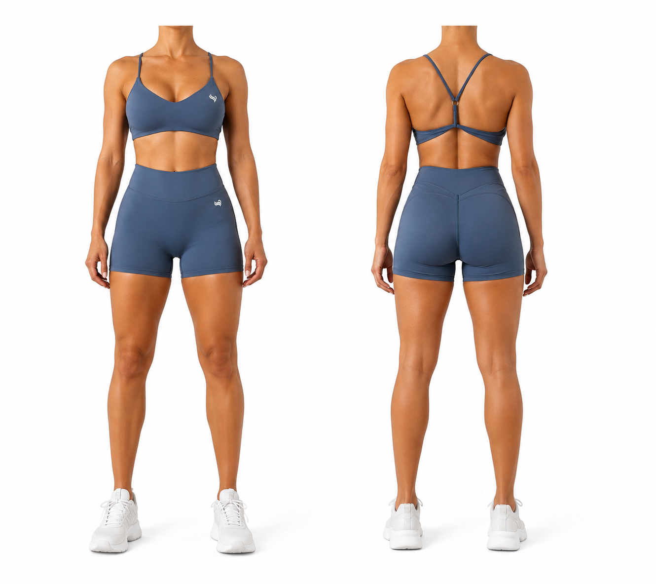 Pivot Crossback Short Set Blue Gray