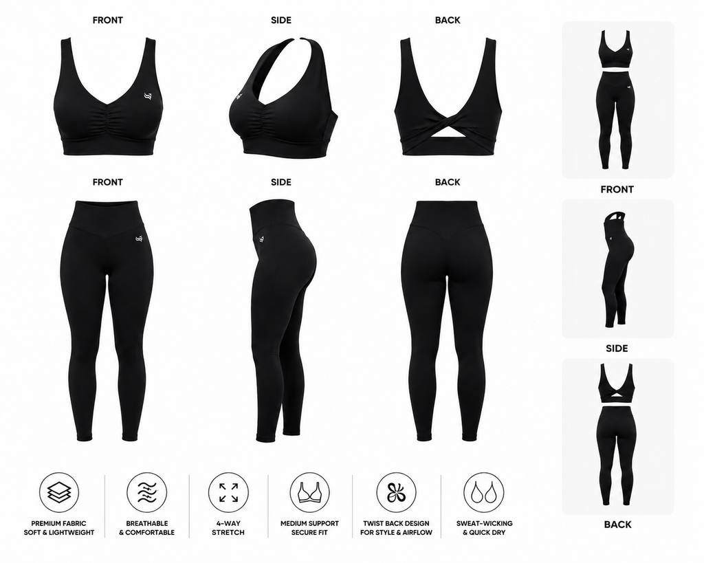 Grove Ruched Legging Set Black